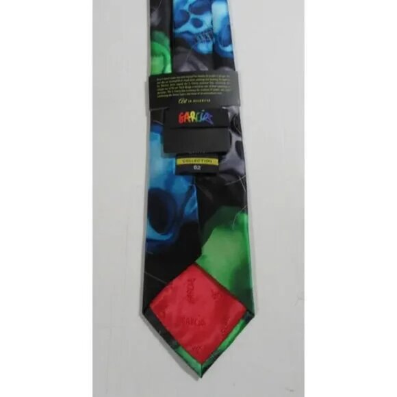 Jerry Garcia Collection 62 Plague Entity Skull Neck Ties Halloween Blue/Green - Picture 3 of 6
